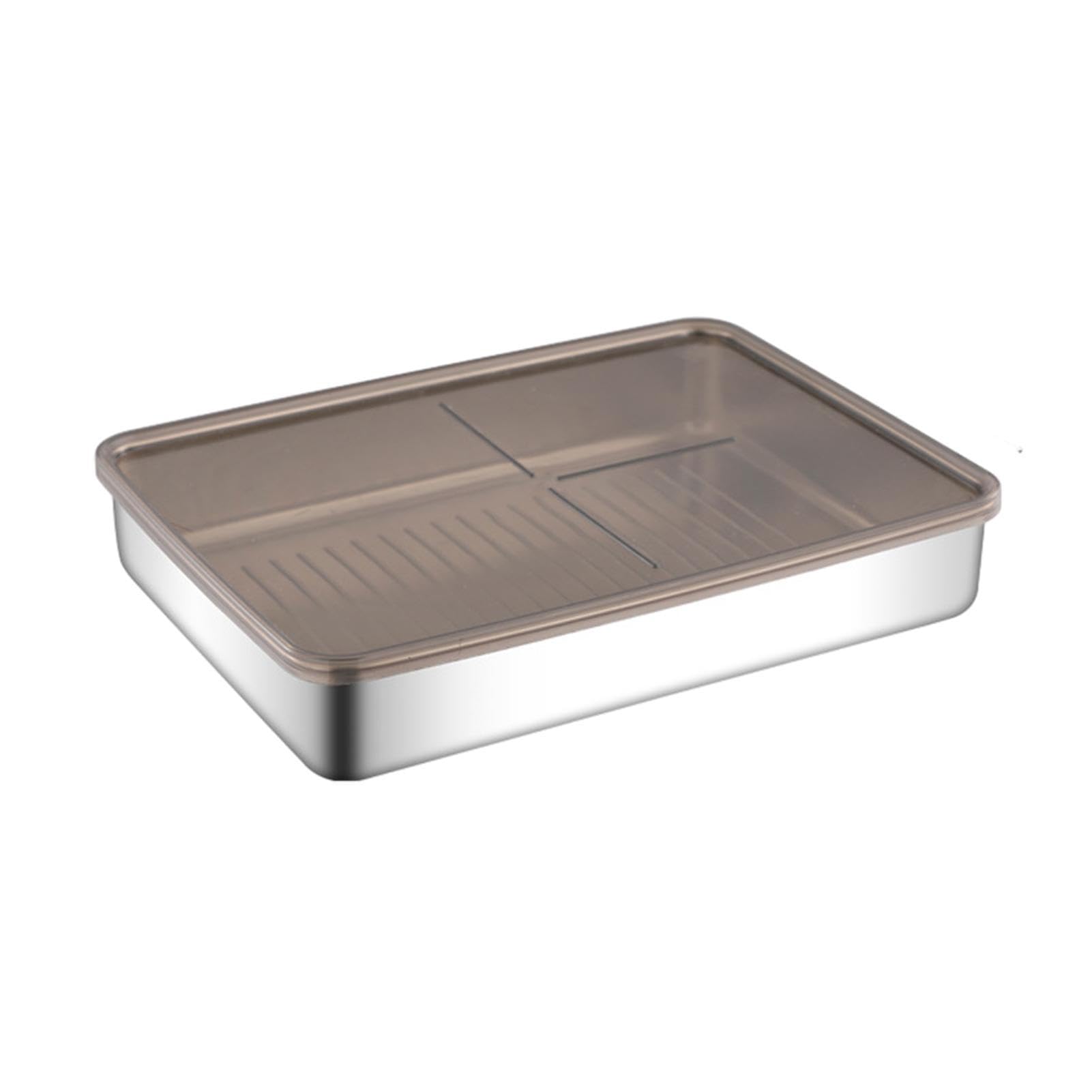 EACTELBacon Keeper Container, Stainless Steel Deli Meat Containers, Durable Cheese Keeper Container, Lunch Meat Tray Container for Bakery, Supermarket, Home, Fridge
