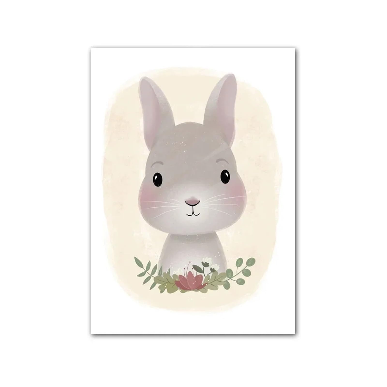 Peinture toile ballon arc-en-ciel et animaux décoration murale enfant