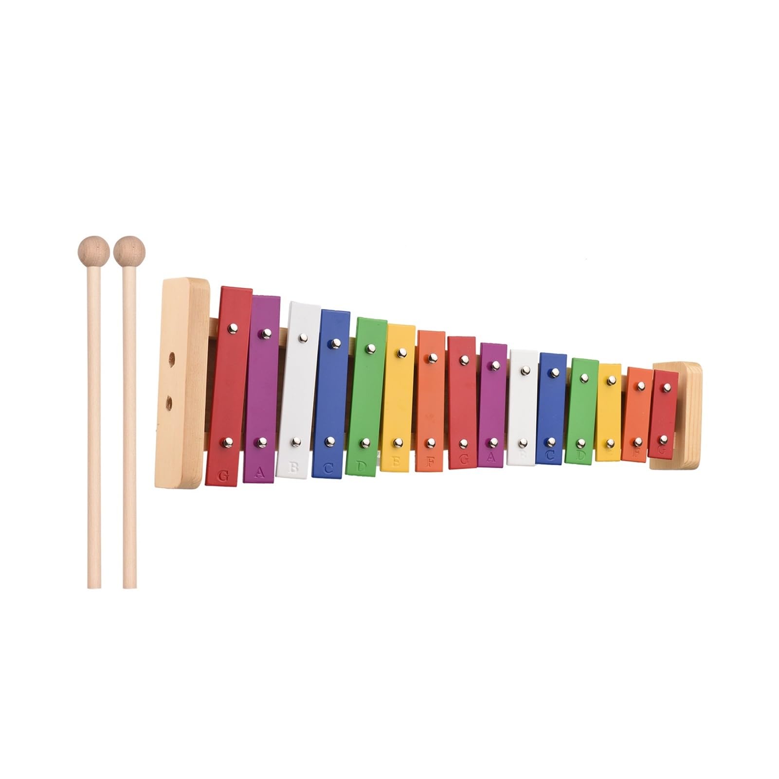 Profesional Glockenspiel Xilófono Glockenspiel De 15 Notas, Base De Madera, Barras De Aluminio Coloridas con 2 Mazos De Percusión