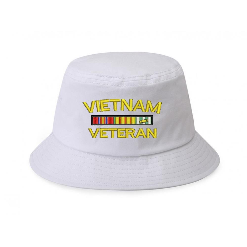 Military Vietnam Veteran 100% Cotton White Bucket Cap Hat