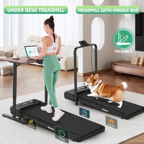 Image of FUNMILY Upgrade Walking Pad Folding Treadmill with 12% /15% Incline & Handle Bar, 3.5HP Foldable Under Desk Compact Treadmills for Home /Office /Gym, 400+lb Capacity, Shock Absorption