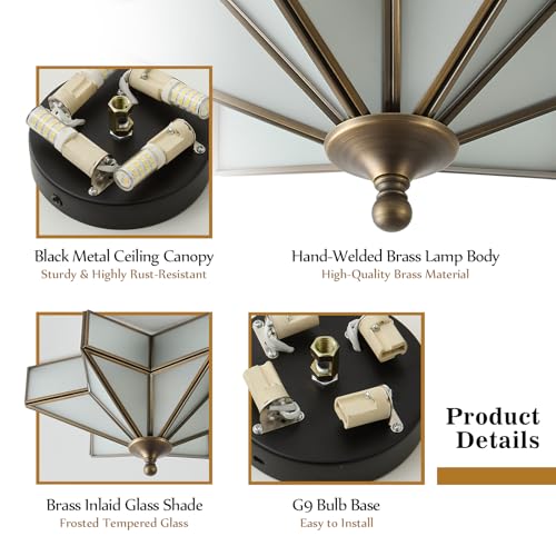 Image of Star Brass Ceiling Light - 12.2 In Small Black Milk Glass Flush Mount
