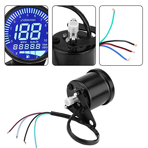 Motorcycle Speedometer ,Universal Motorcycle LED Digital Speedometer Tachometer Speed Gauge Oil Level Meter Black Motorcycle LED Digital Speedometer Tachometer