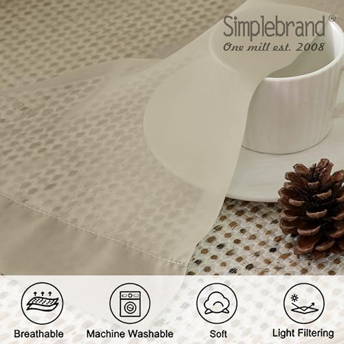 Image of Simplebrand Taupe Sheer Curtains 90 Inches Long 2 Panels, Light Filtering Rod Pocket Solid Color Window Sheer Curtain Panels, Elegant Curtains & Drapes for Living Room, Bedroom, 42 inch W x 90 inch L