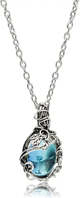 Rose Quartz Moonstone Pendant Necklace - Vintage Teardrop Crystal Gemstone Jewelry for Women