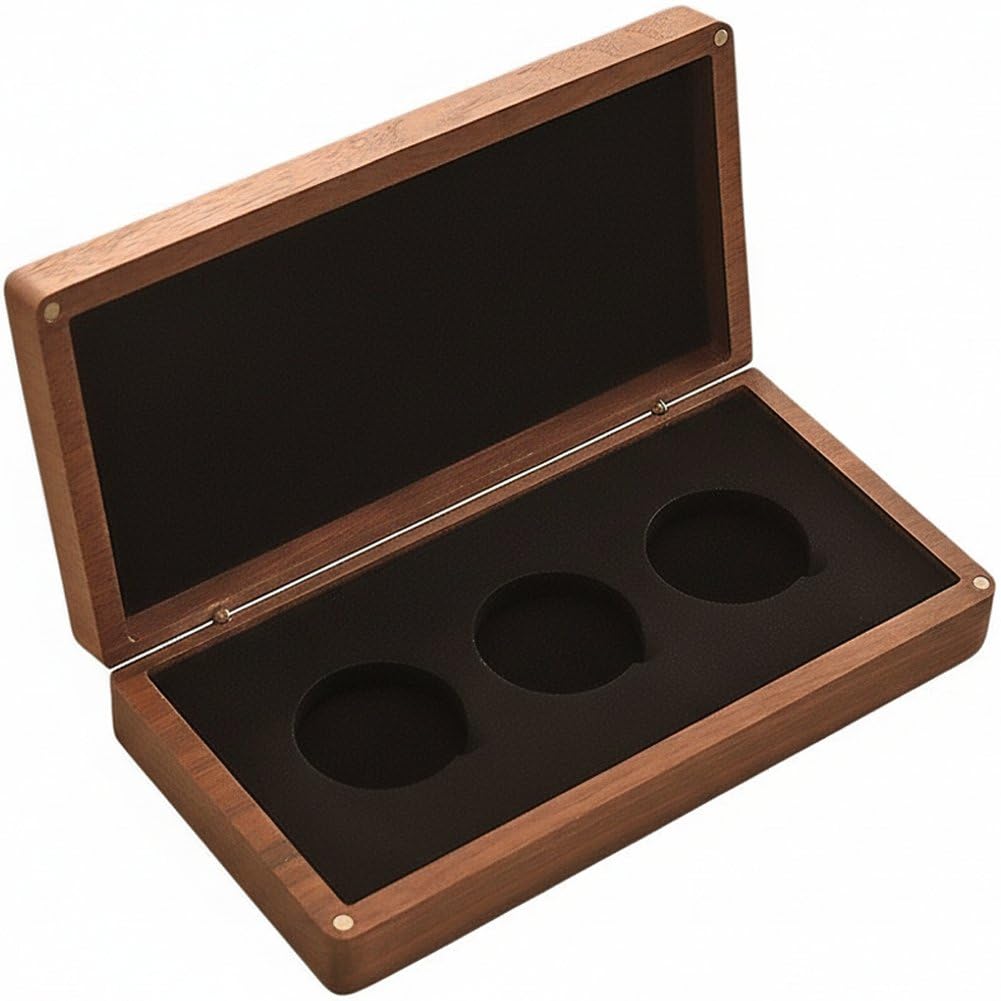 Sslvya Walnut Wood Challenge Coin Presentation Display Box Storage Case Coin Display Case for Commemorative Coins Medals