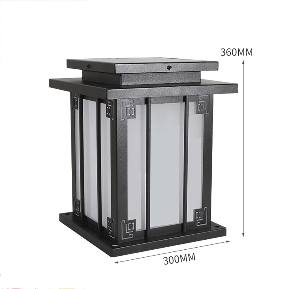 HZWJIA Outdoor Solar Pillar Lamp Modern Luxury LED Stainless Steel Pillar Cap Lamp IP65 Waterproof Pillar Head Lamp Black Outdoor Waterproof Solar Pillar Lamp for Villa Courtyard Pillar Lamp Diameter