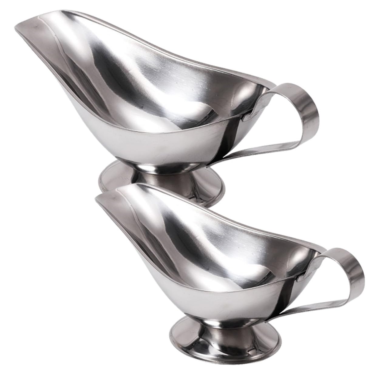 VINTORKY 2pcs Gravy Container Saucier Boats with Handle Gravy Boat Dipping Sauce Cup Gravy Pourer Sauce Bowl Mini Milk Jug Dispenser Milk Mug Gravy Warmer Spoon Cups Stainless Steel Silver