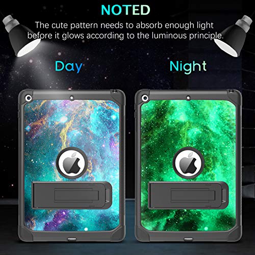 Bentoben Ipad 9Th Generation Case, Ipad 8Th Generation Case, Ipad 7Th Generation Case, Ipad 10.2 Case, Glow In The Dark 3 In 1 Shockproof Kickstand Protective Girl Women Boy Tablet Cover, Space/Nebula #TOP1