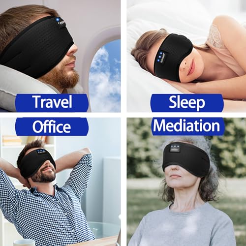 TOPOINT Sleep Mask with Bluetooth Headphones, Breathable Silk Eye Mask for Sleeping Men Women, Bluetooth Sleep Mask Blackout with Speakers, Microphone Handsfree, USB C for Travel Meditation Gifts - image 8