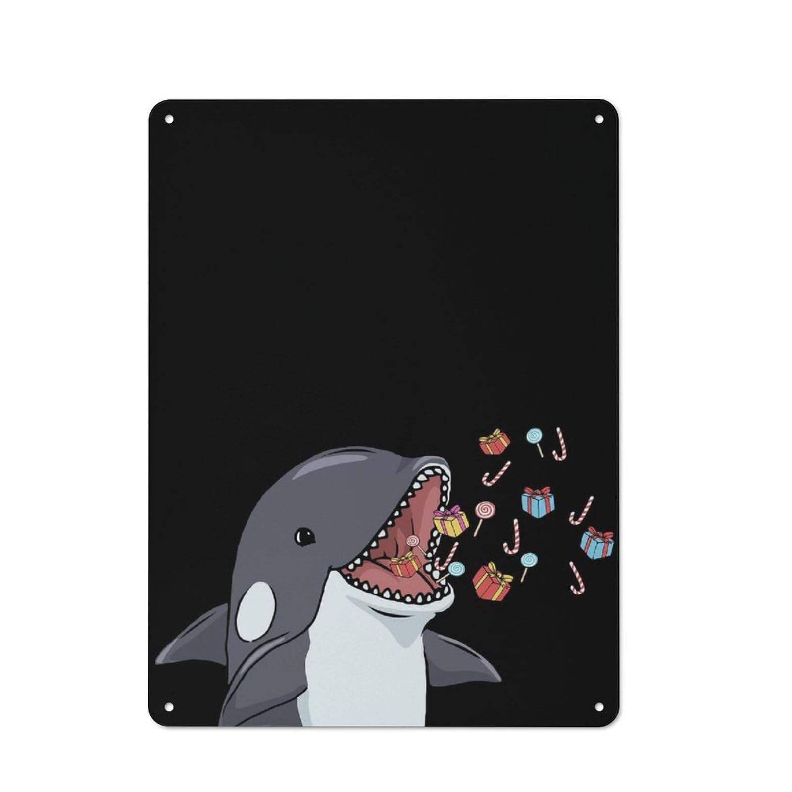 For Hobby Room Or Studio, Christmas Orca Whale Gift Retro-style Tin Sign 40x30cm, for Room Styling Across Hobby Rooms And Studios