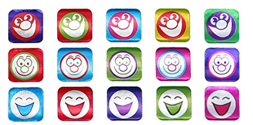 Sticker Solutions metálico cuadrado cara sonriente pegatinas (Pack de 600)