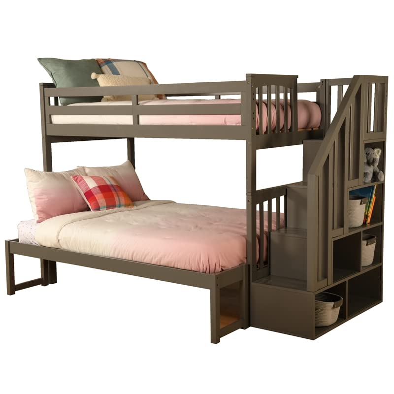 Kelcie Twin-Full Bunk Bed Dark Gray