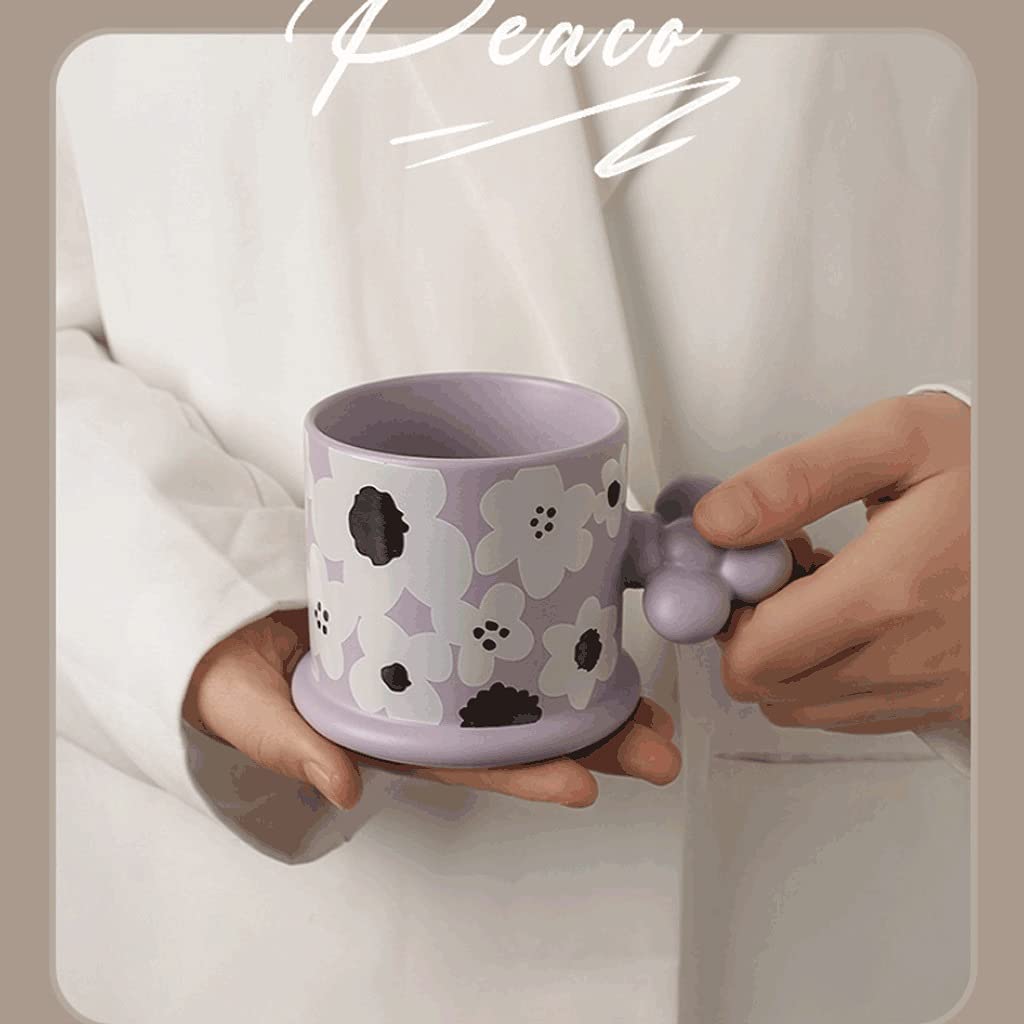 Tazas de Té Tazas Desayuno Taza De Café De Cerámica Con Flores Creativas, Taza De Bebida Artística De 200ML, Taza De Café Reutilizable for Bebidas Frías/calientes Tazas Tazas de Cafe ( Color : F )