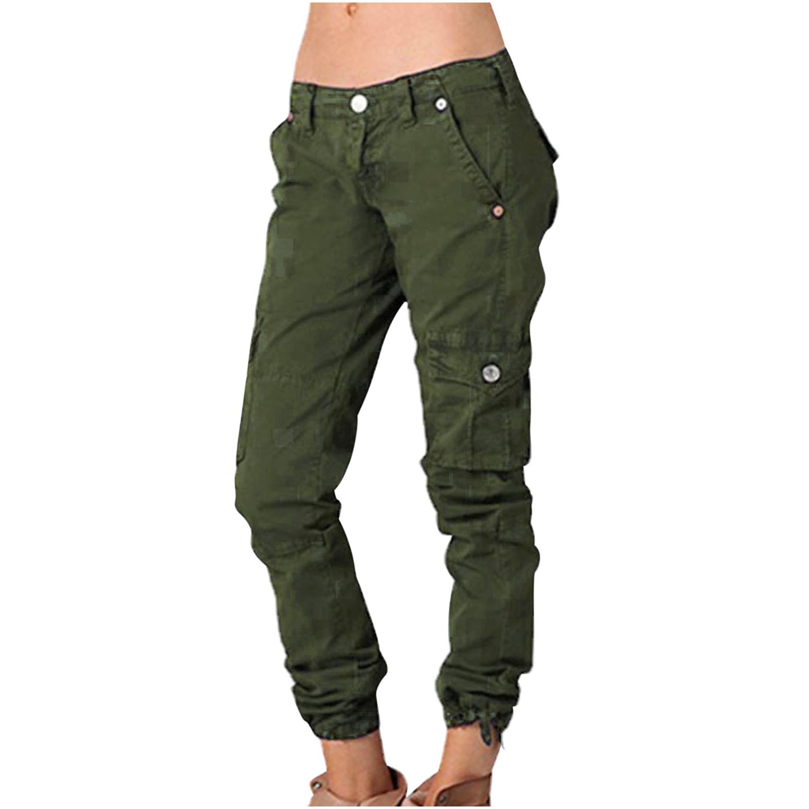 Uillui Tactical Cargo Pants for Women Low Waist Slim Fit Ankle Trousers Straight Leg Stretchy Tapered Pant Ripstop