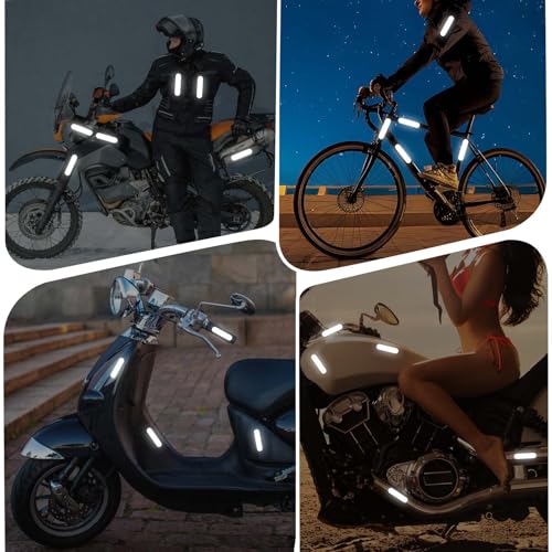 AOZUO 10Pcs Retro Reflective Stickers, Motorcycle Helmet Stickers Black Reflective Tape Night Visibility Reflectors Bicycle Reflective Sticker for Scooters Bike Stroller