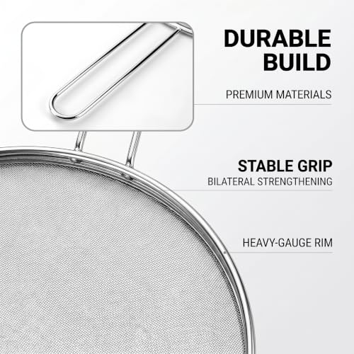 Image of 4-Piece Stainless Steel Splatter Guard Set (13 inch,11.5 inch, 10 inch,8 inch) Splatter Screen for Cooking,Perforated Stainless Steel,Comfortable Grip,Shield from Splashing Oil