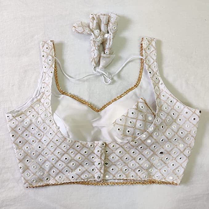 Women's Party Wear Bollywood Pure Georgette Readymade Style Saree Blouse Crop Top Choli2