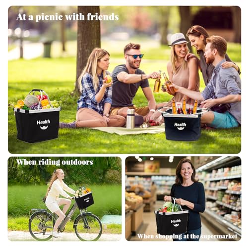 Lenkerkorb Taschen,Faltbar Fahrrad vorne Korb, Easy Install Abnehmbare FahrradkorbTasche für Kleiner Hund-Einkaufen-Reisen-Picknick, mit Lenkeradapter