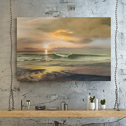 Renditions Gallery Landscape Blue Sea Beach Canvas Wall Art Pictures Prints Modern Seascape Home Office Decoration Ready to Hang, 24x36, Monterey Ocean (AZV-WC17-IHOCEAN1-R)