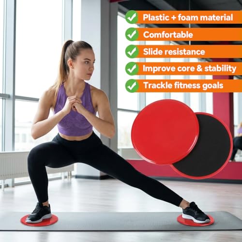 Image of Proberos Yoga Sliding Pads 6.8'' Dia EVA & PP Double Sided Exercise Sliders for Various Surfaces Pilates Fitness Discs for Core Training, Pelvic Floor Exercise
