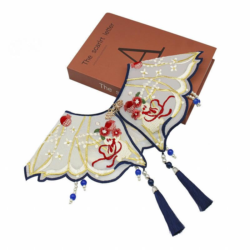 Parches de Bordado Parche Bordado con borlas y Perlas for Hombro, 50 x 45 cm, for Planchar, Chino, for Ropa, Grande, for Coser, for Vaqueros Chaquetas(A)