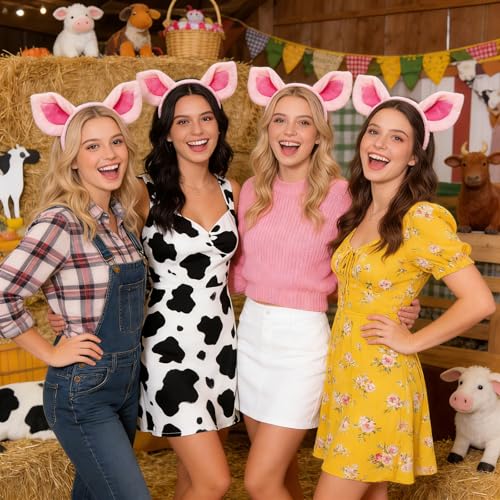 KBSICWO Schweineohren-Haarreif, Niedlich Rosa Schweinenohren-Haarband, Superweiches Tierohren Haarreif für Kinder Erwachsene Halloween Karneval Cosplay und Mottoparty