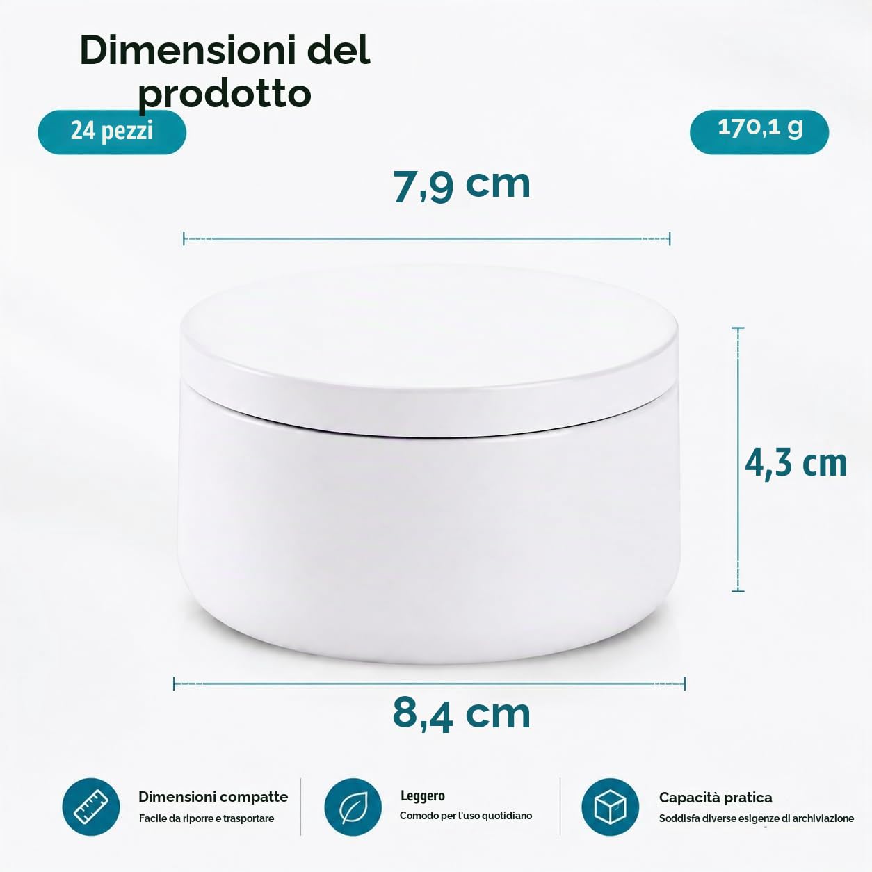 ZENFUN 24 barattoli bianchi per candele, da 170 g, con coperchio, per realizzare candele fai da te, barattoli per candele, contenitori per candele, arti e mestieri, conservare candele, forniture per