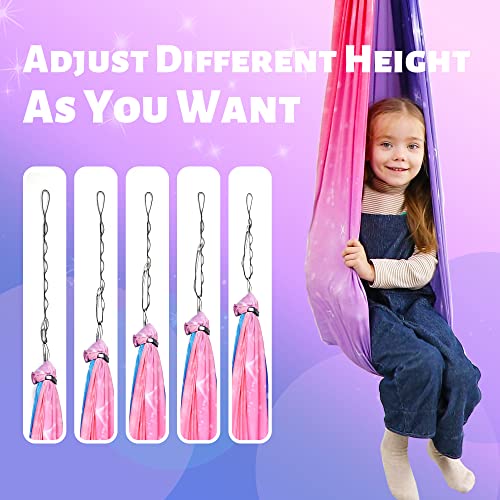Sensory Swing, Indoor & Outdoor Sensory Swing for Kids & Adults, Double Layer Therapy Cuddle Swing for Kid with Autism, Holds up to 300lbs, Pink - Image 7