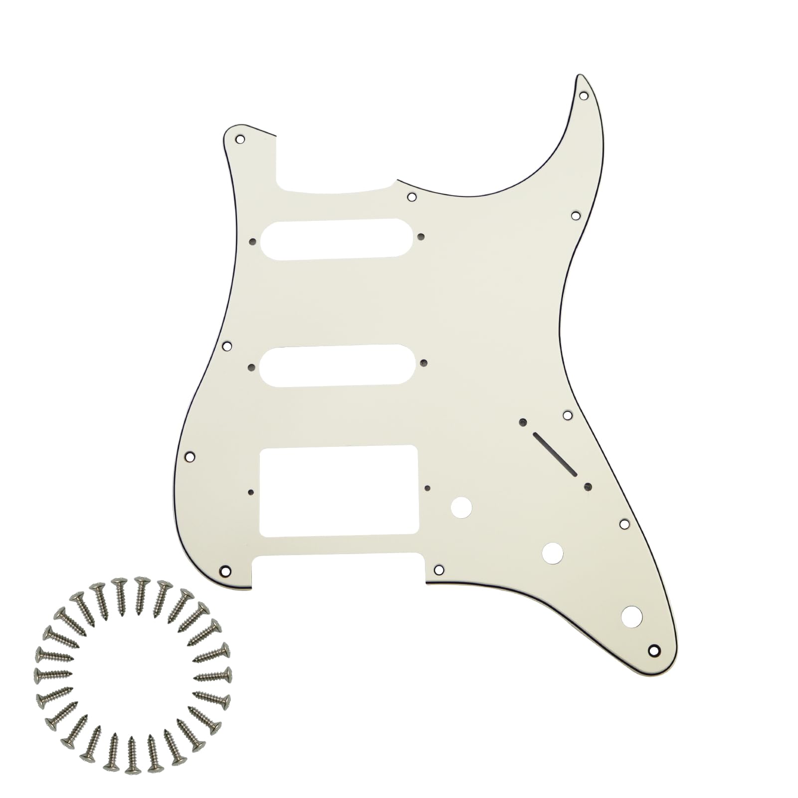 HSS 11-Hole Strat Pickguard for Fender Stratocaster, Ivory 3Ply