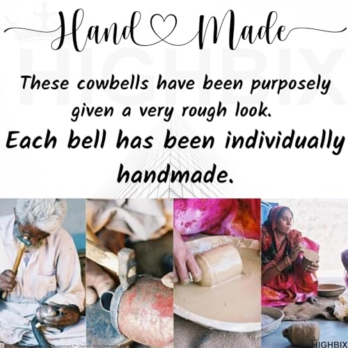 HIGHBIX Rusty Harmony Metal Bells 10 Pieces Vintage Handmade Rustic Lucky Christmas Hanging 2inch Bells on Rope (Heart Cylinder) - Thumbnail 6