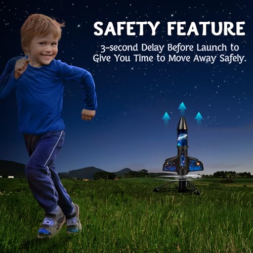 Image of Rocket Launcher for Kids -200 Feet of Flight Altitude, Auto Electric Rocket Toys with Safe Parachute, Outdoor Summer Yard Toys Easter Birthday Gifts for Boys & Girls Age 6 7 9 10 12 8-13 Years Old