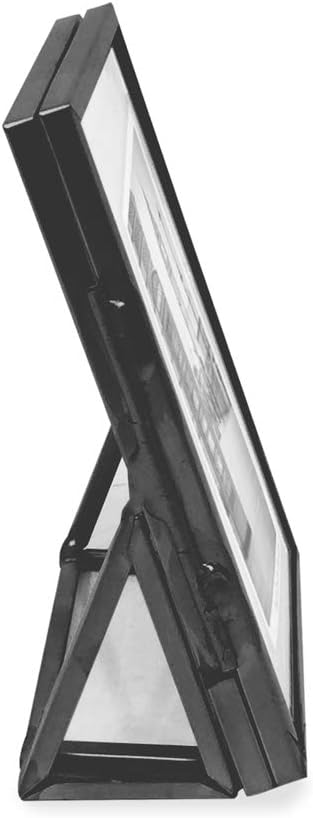 Isaac Jacobs 2x3, Black, Vintage Style Brass and Glass, Floating Photo Frame, Metal, (Vertical), with Locket Closure and Angled Base, for Pictures, Art, Mementos, Keepsakes, 2 Pack (2x3, Black)