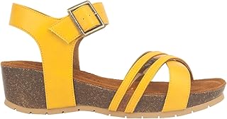 11meganyellow41, Sandalia con talón Mujer, Amarillo, 41 EU