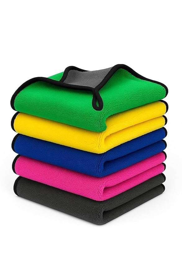 Image of Premium Microfiber Car Drying Towel 600 GSM | Ultra Soft Dual Sided Car Cleaning Cloth | Scratch-Free Super Absorbent Drying Towel for Car Bike SUV Glass Home Cleaning | 40 x 60 cm (Pack of 4)