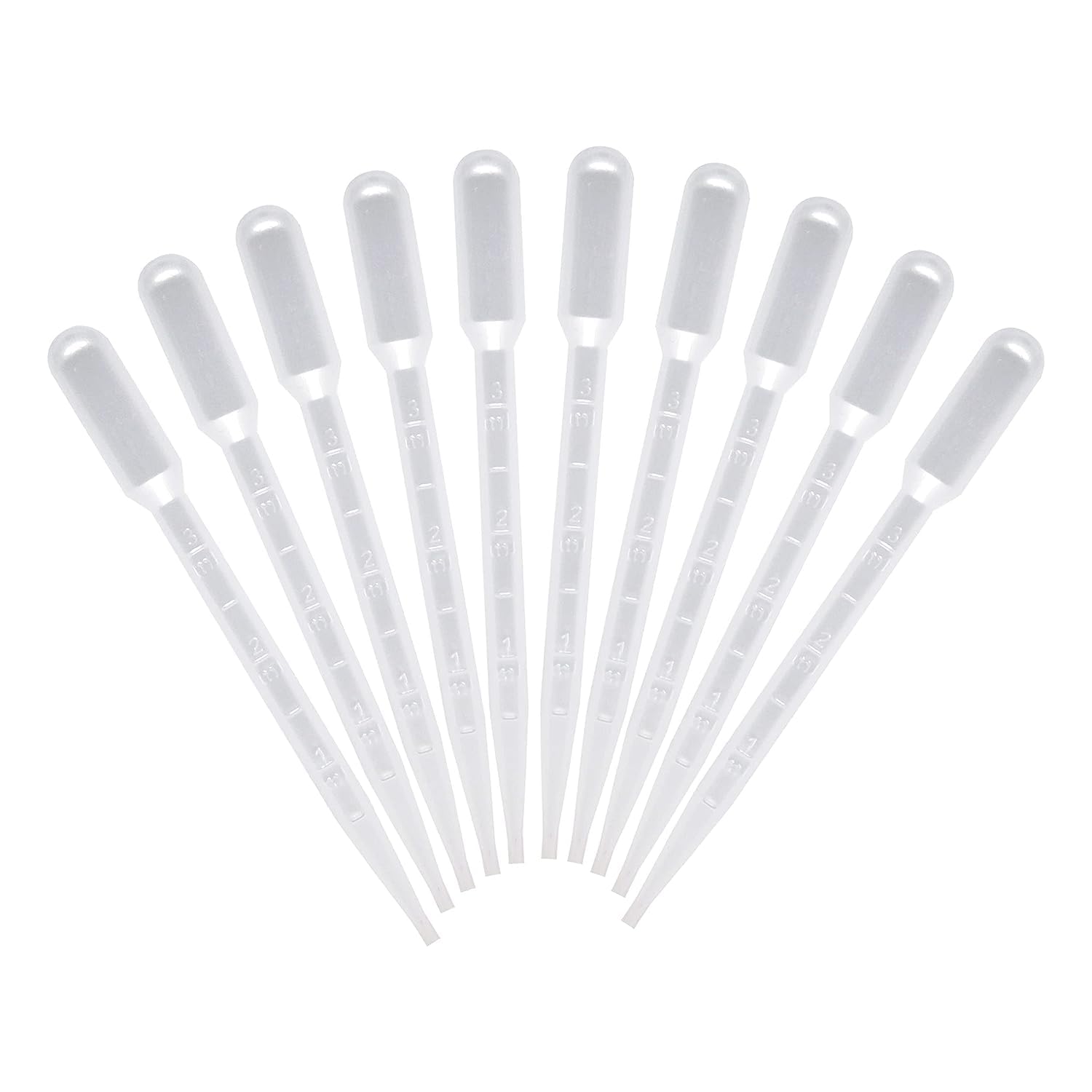 Indiana 3 ml Transfer Graduated Pipettes Graduated 0.5 ml Dropper, Ink Filler (Pack of 10)