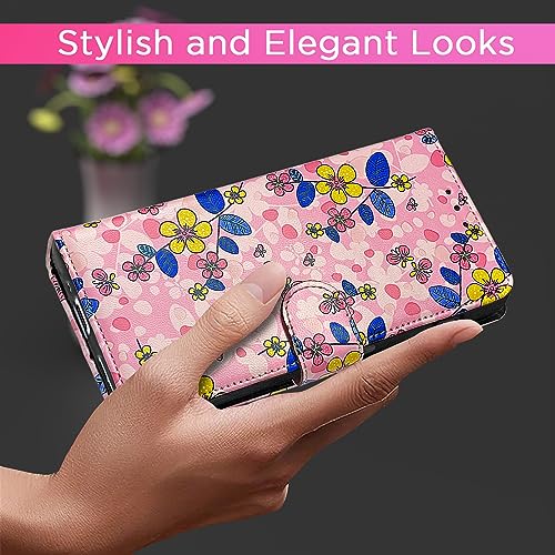Image of Pikkme OnePlus 11R 5G Flip Cover for Girls Leather Finish | Inside TPU with Card Pockets | Wallet Stand and Shock Proof | Complete Protection Flip Case (Pink Flower)