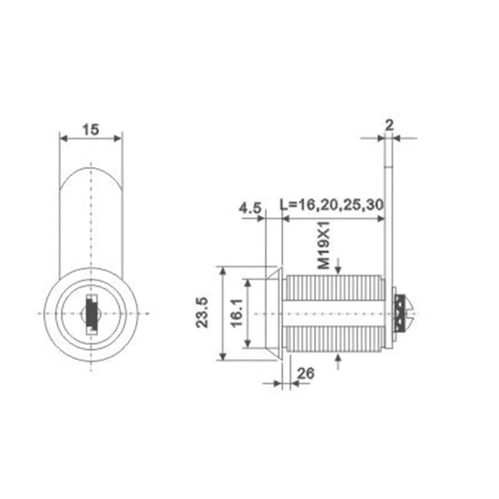 Cerradura del armario 3 uds buzón caja gancho cerradura contador deslizante 16/20/25/30mm aleación de Zinc cajón gabinete(16mm)