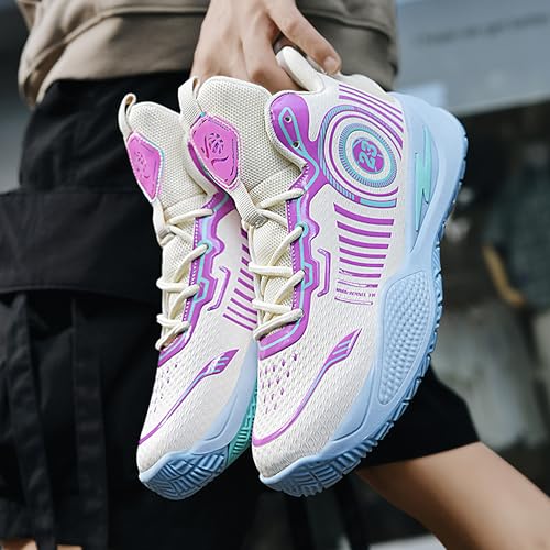 Image of Men's High-Top Basketball Shoes Anti-Slip and Wear-Resistant Soles Running Shoes Graffiti Design Fashionable Sports Shoes