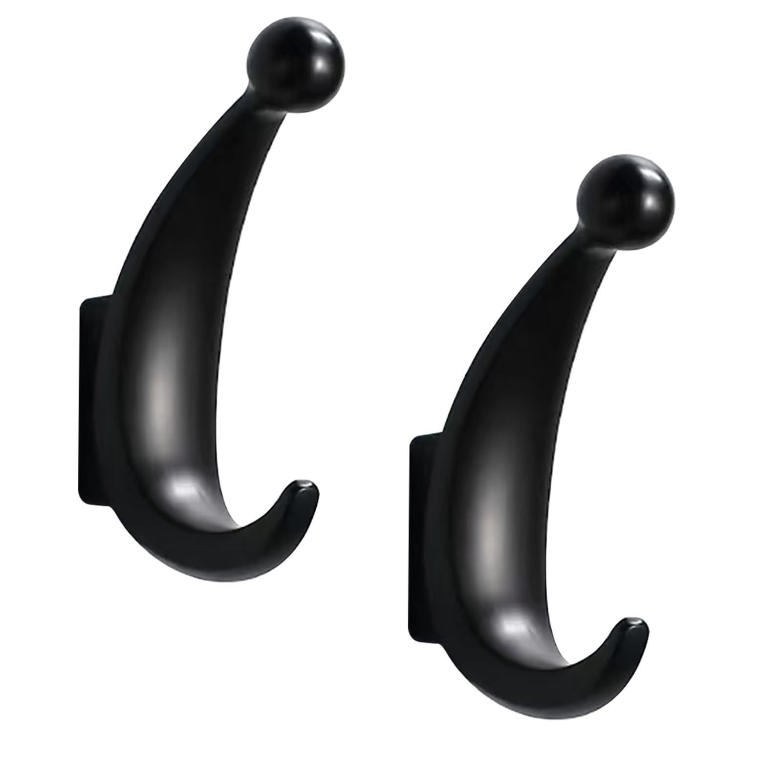 Yundoza Matte Black Door Hooks Screw In, 2 Pack Metal Bathroom Towel Hook For Coat Robe Keys Clothes Bags(Matte Black)
