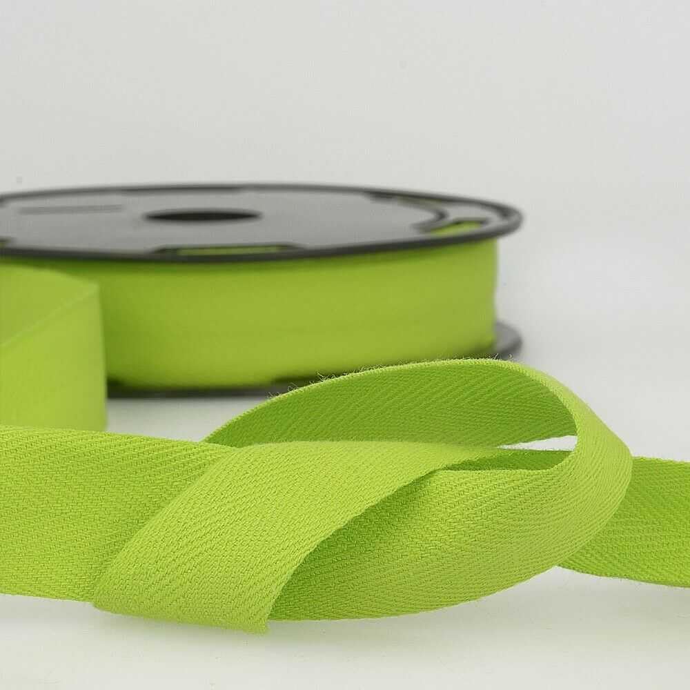 25mm Pure Cotton Herringbone Twill Tape Binding 37 Colours Buy 1 2 4 or 8m+ 675D, 116 Bright Apple Lime Green, 4 Metres