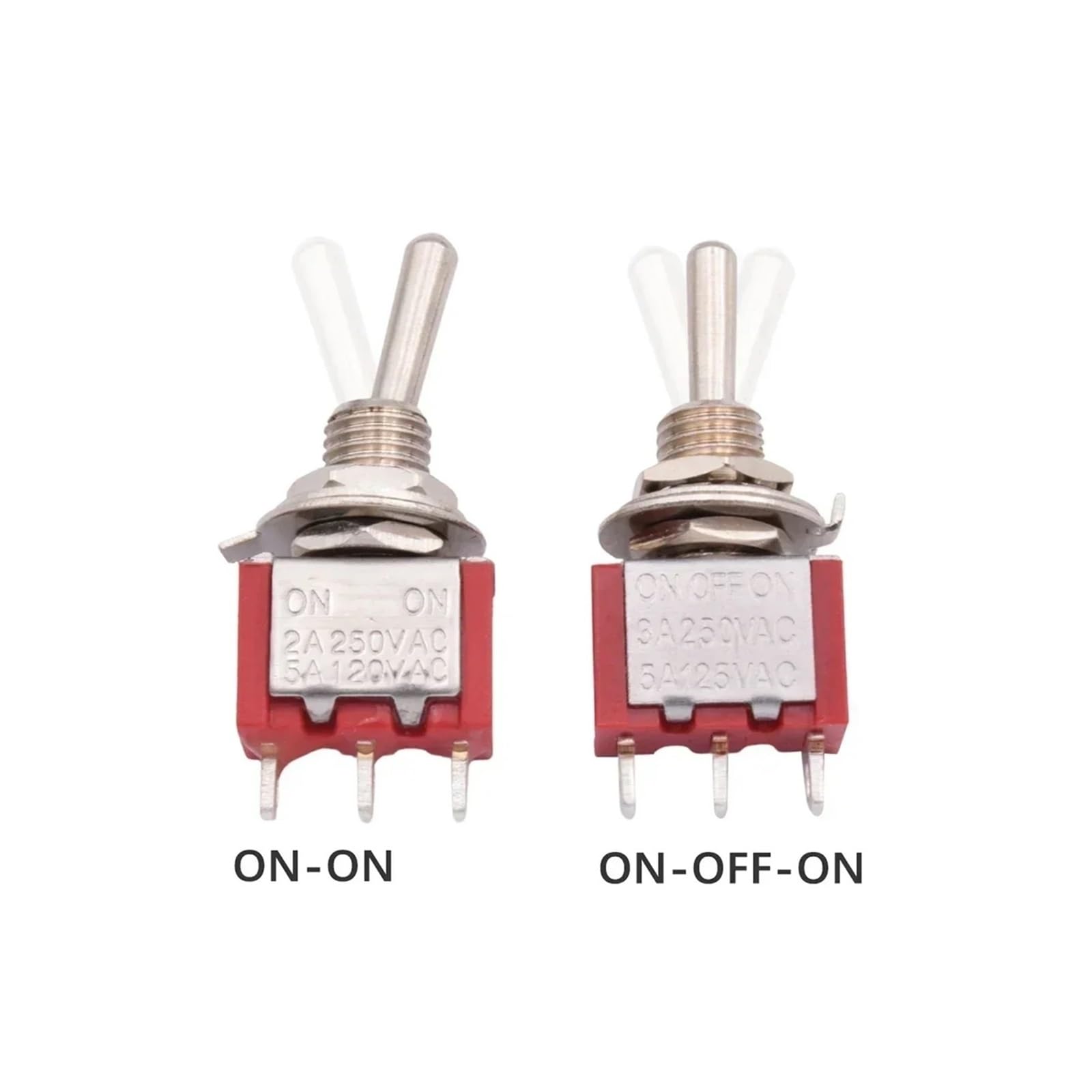 Interruptor de palanca impermeable Mini interruptor de palanca SPDT/DPDT rojo de 2 y 3 posiciones con tapa impermeable (5 unidades, 10 unidades)(12 Pins No Cap,10PCS,ON-ON)