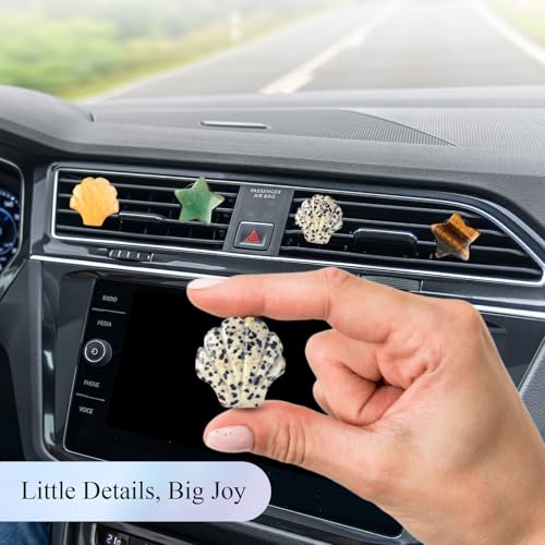 Image of ORIESSE Boho Car Vent Clips,4pcs Beach Car Decor Air Freshener Diffuser Vent Clips,Pentagram Stars Seashell Natural Stone Decoations for Women,Best Wishes for Lover and Friend