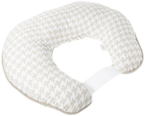 Bacati Houndstooth/Herringbone Muslin Nursing Pillow Cover Made with 100 Percent Cotton and Polyfilled Insert, Grey