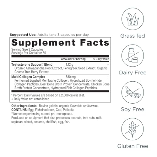 Ancient Nutrition Testosterone Support + Collagen Peptides Capsules - image 6