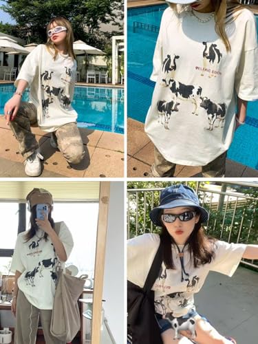 Aelfric Eden Dairy Cow Print Tee Vintage Oversize Shirts Summer Unisex Casual Harajuku Top Tshirt4