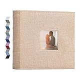 Vienrose Photo Albums 6x4 (15x10 cm) 200 Pockets Linen Cover with Memo Spaces Photobook Large Capacity Pictures Album Memory Book for Wedding, Family, Baby, Holidays, Special Occasions, Khaki - Image 1