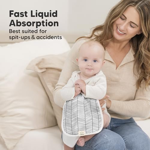 Image of Organic Burp Cloths Baby Boy & Girl - 5-Pack Super Absorbent Cotton Burping Cloths for Babies, Soft & Plush Newborn Spit Up Rags, Infant Towels for Milk Spit Up, Unisex, Large 21 inch x 10 inch (Crossroads)