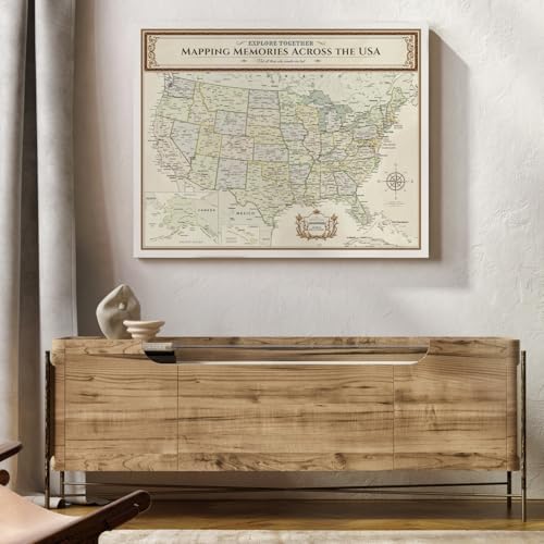 Image of DECORARTS US Maps for Wall, Colorful Canvas USA Map, 30x24'' | United States Map for Living Room Bedroom Home Office Decor, Stretched Canvas Wall Decor, Housewarming Gift, Ready to Hang