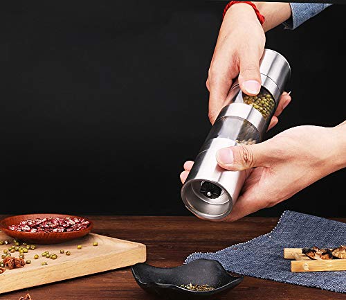 2 In 1 Dual Zout en Peper Grinder Set, RVS Zout Grinder met Verstelbare Keramische Rotor, Zout Mill en Peper Mill Shaker… - Image 4